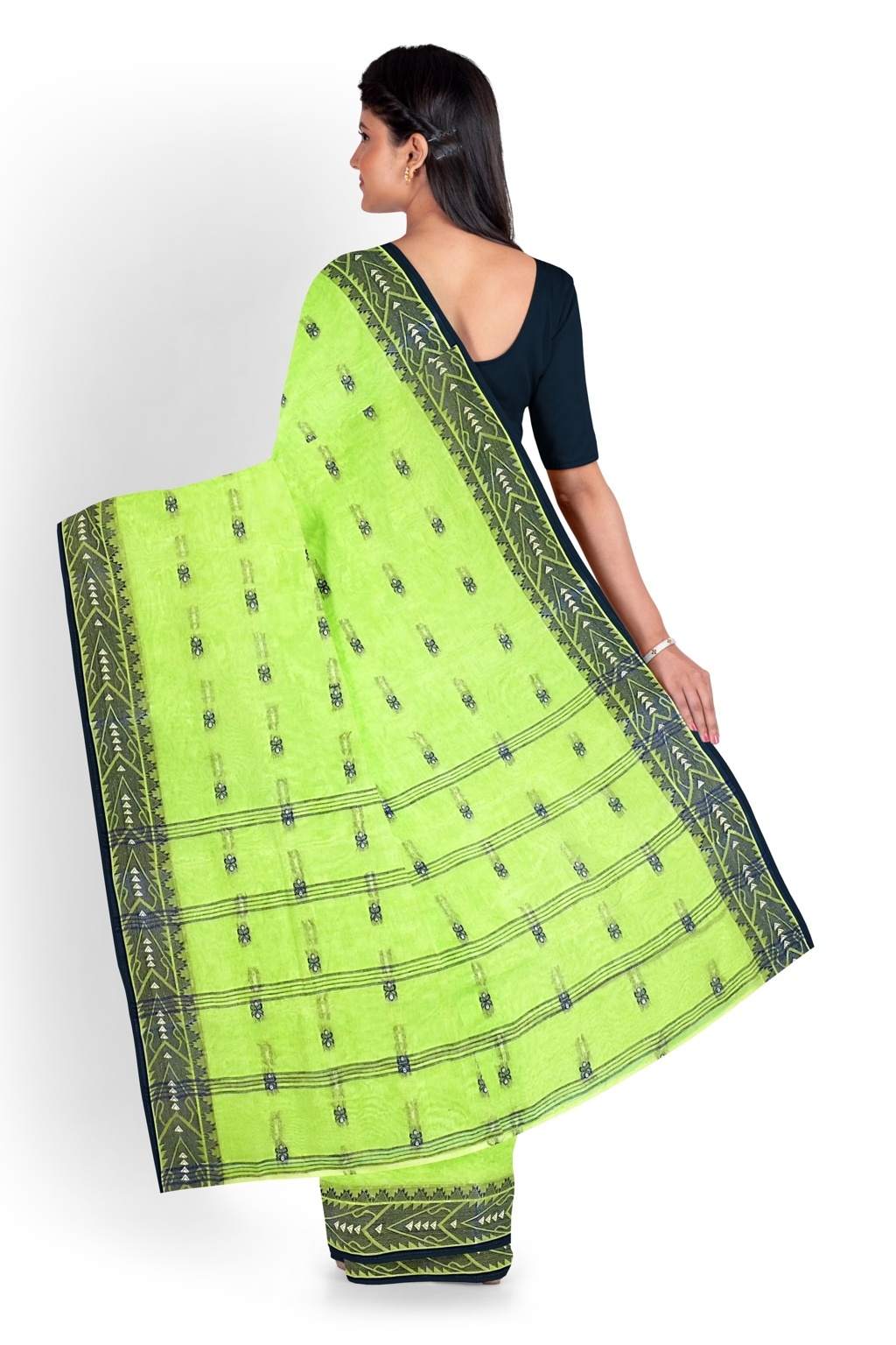 Dark Green Pure Cotton Urvi Tant Saree (1169)